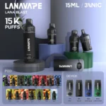 LANA 15000口旗艦款一次性電子煙 | 15ml大容量 智能雙顯螢幕 Advanced Mesh網狀芯 Type-C快充 15種口味現貨